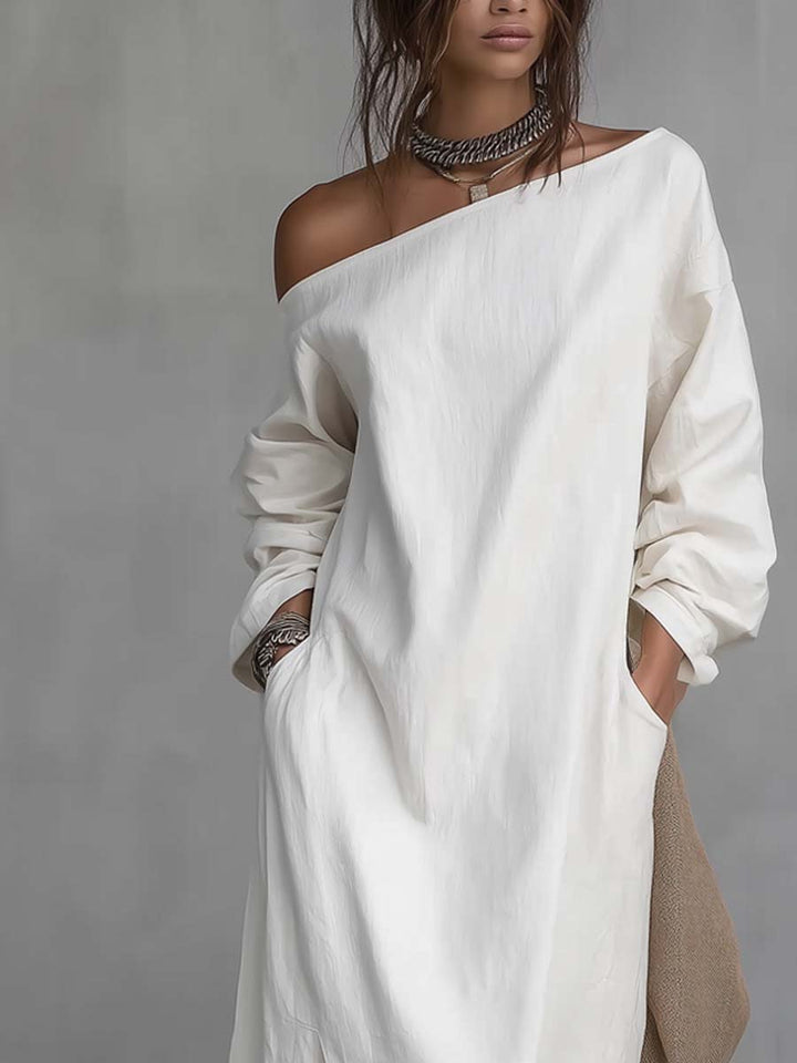 Rossella | Abito midi monospalla