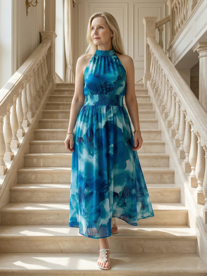 Sylin | Abito midi drappeggiato con scollo all'americana