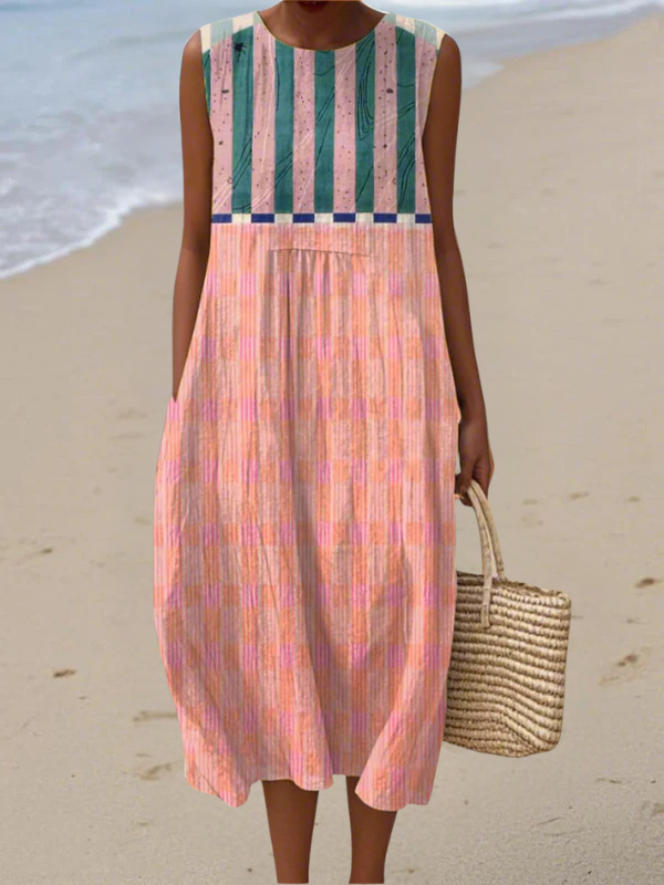 Lily | Abito midi a righe pastello