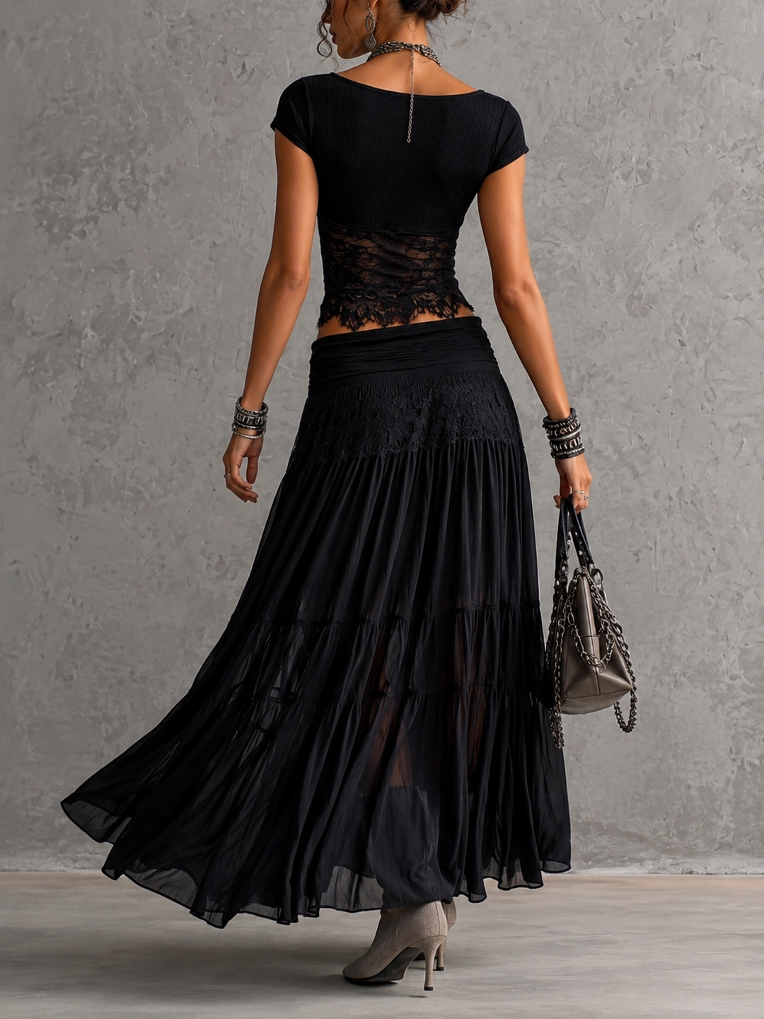 Rosaria | Completo con Gonna Maxi Plissettata