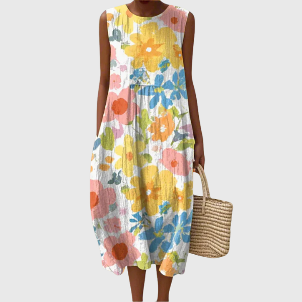 Ella | Abito midi a fiori dai colori pastello