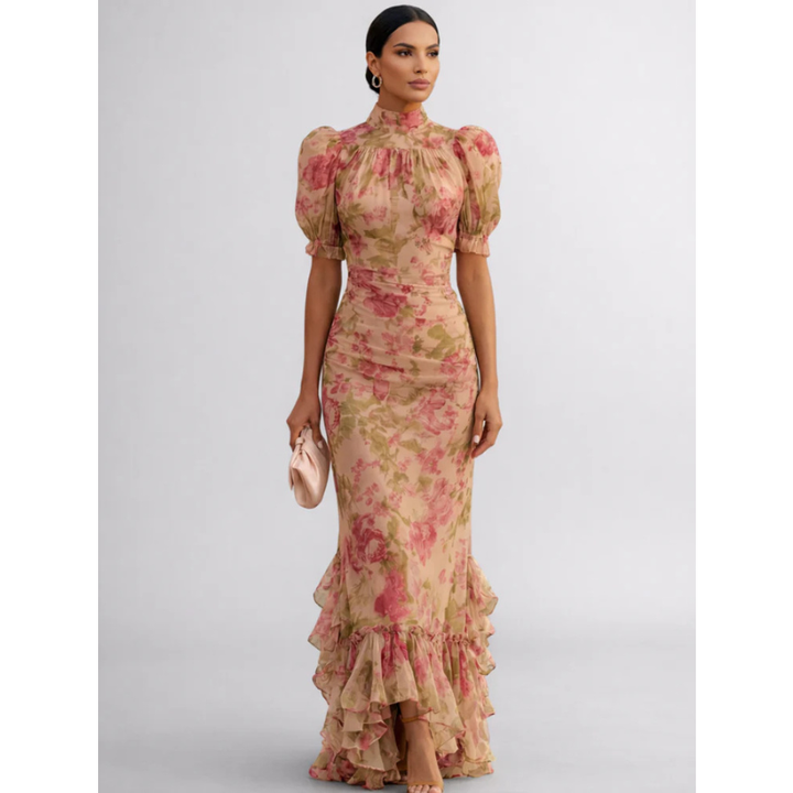 Rosario | Abito Lungo Floreale in Chiffon
