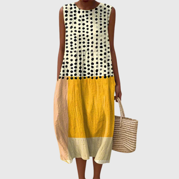 Leah | Abito midi color block a pois