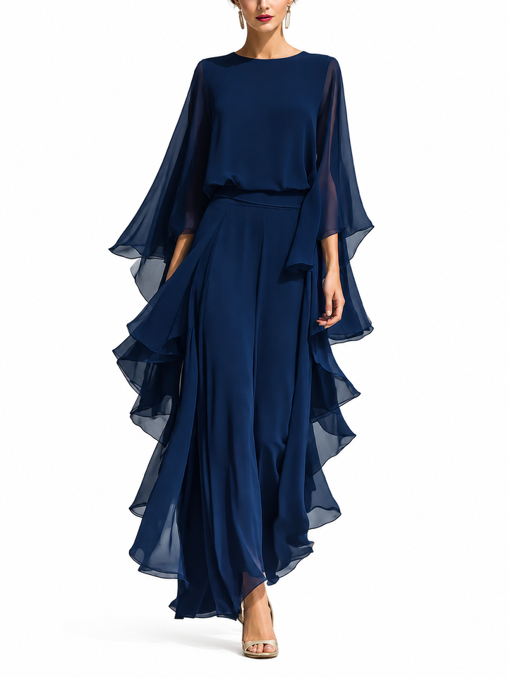 Aurora | Completo Elegante in Chiffon con Volant