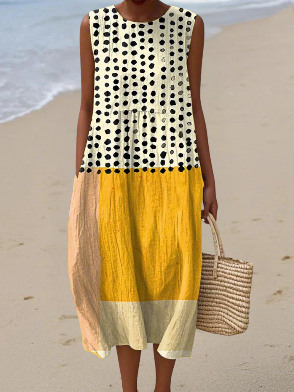 Leah | Abito midi color block a pois