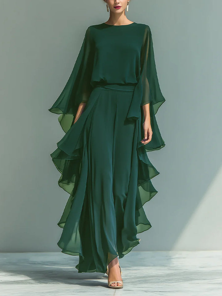 Aurora | Completo Elegante in Chiffon con Volant