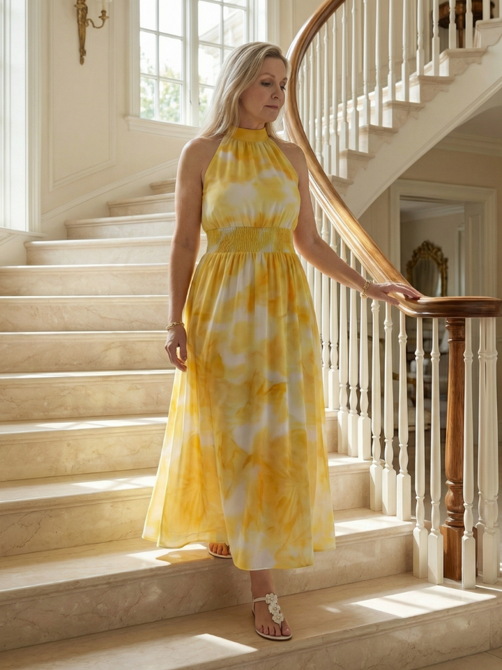 Sylin | Abito midi drappeggiato con scollo all'americana