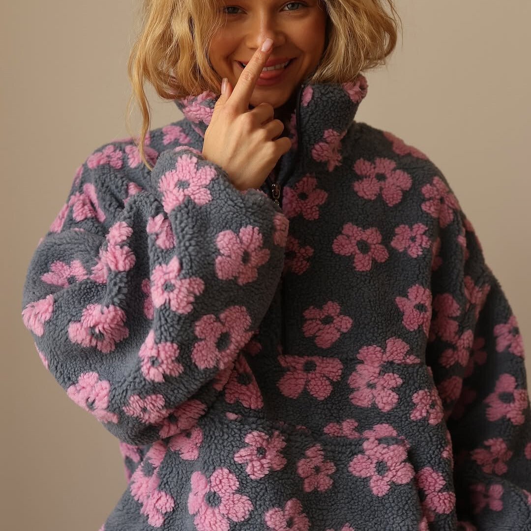 Chloé | Felpa in Pile Boho con Stampa Floreale