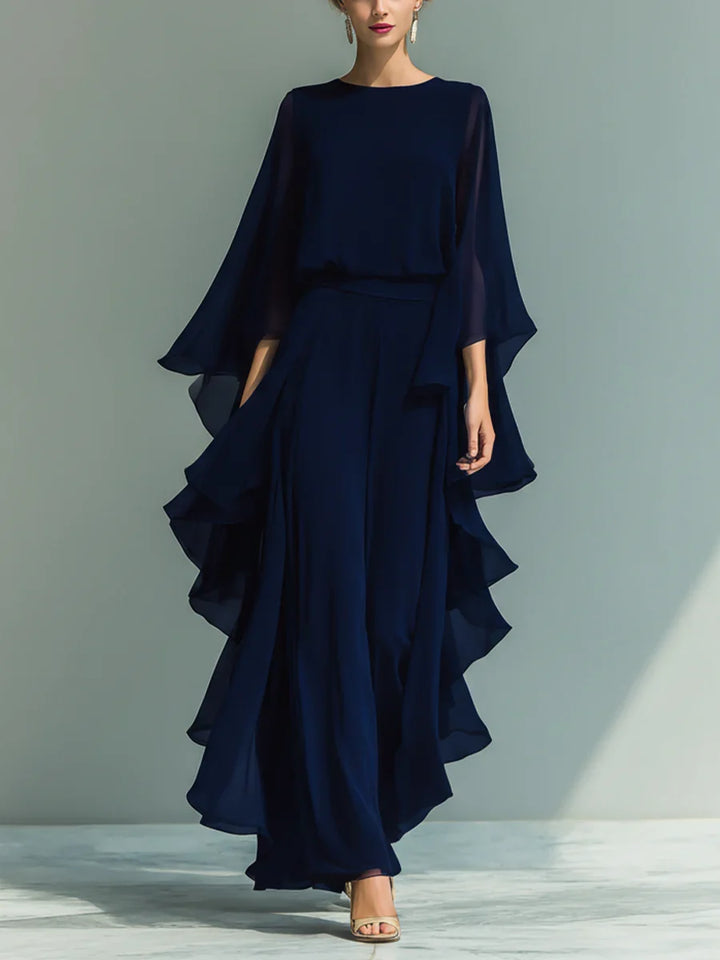Aurora | Completo Elegante in Chiffon con Volant