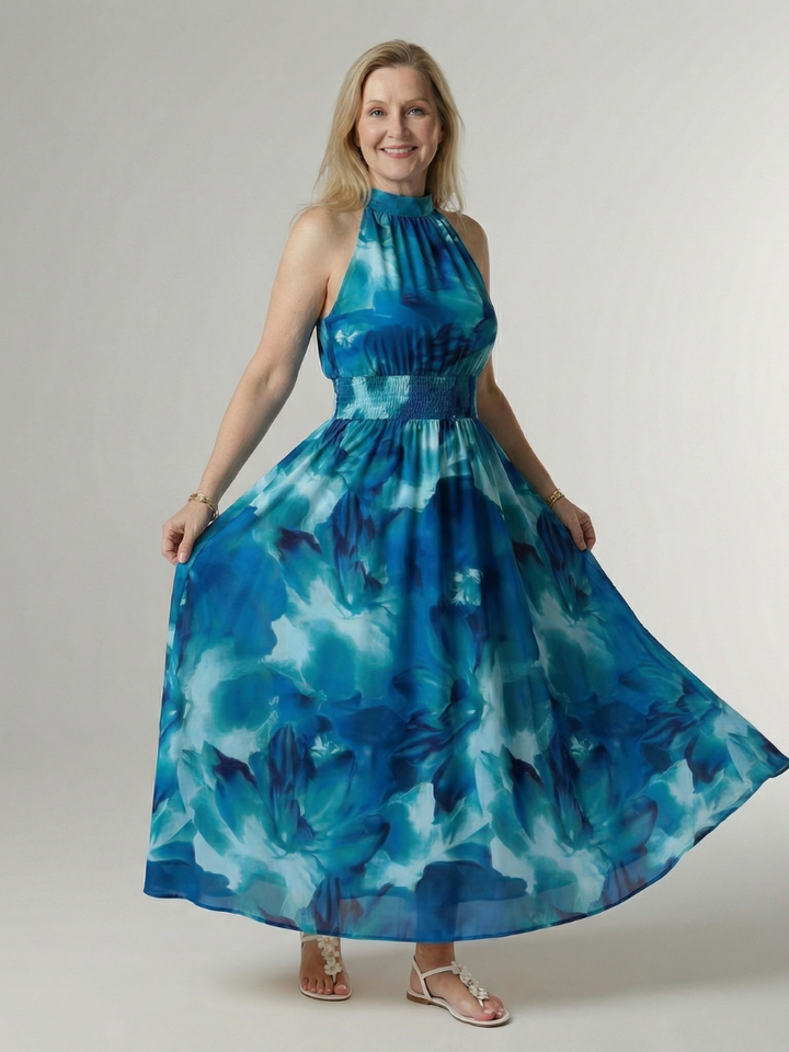 Sylin | Abito midi drappeggiato con scollo all'americana