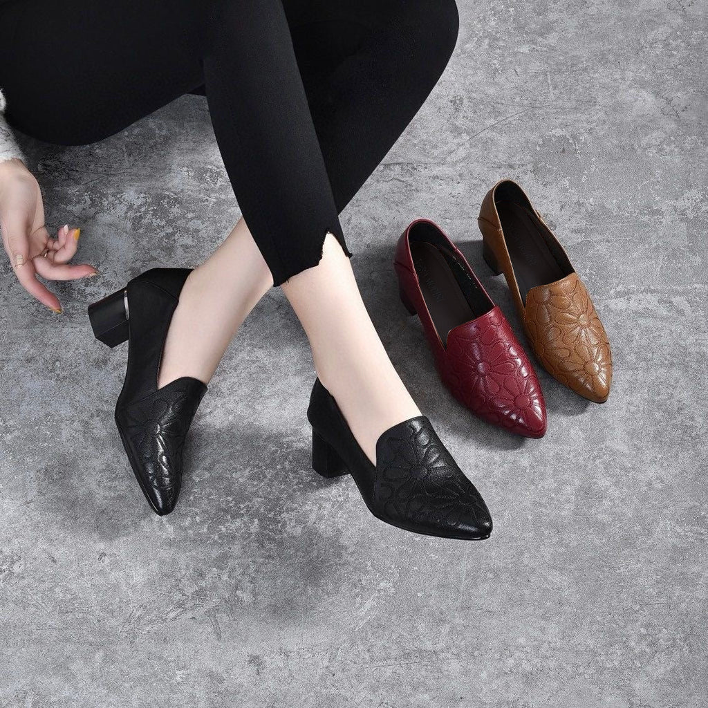 Elodie | Pumps Eleganti in Pelle Morbida con Ricamo