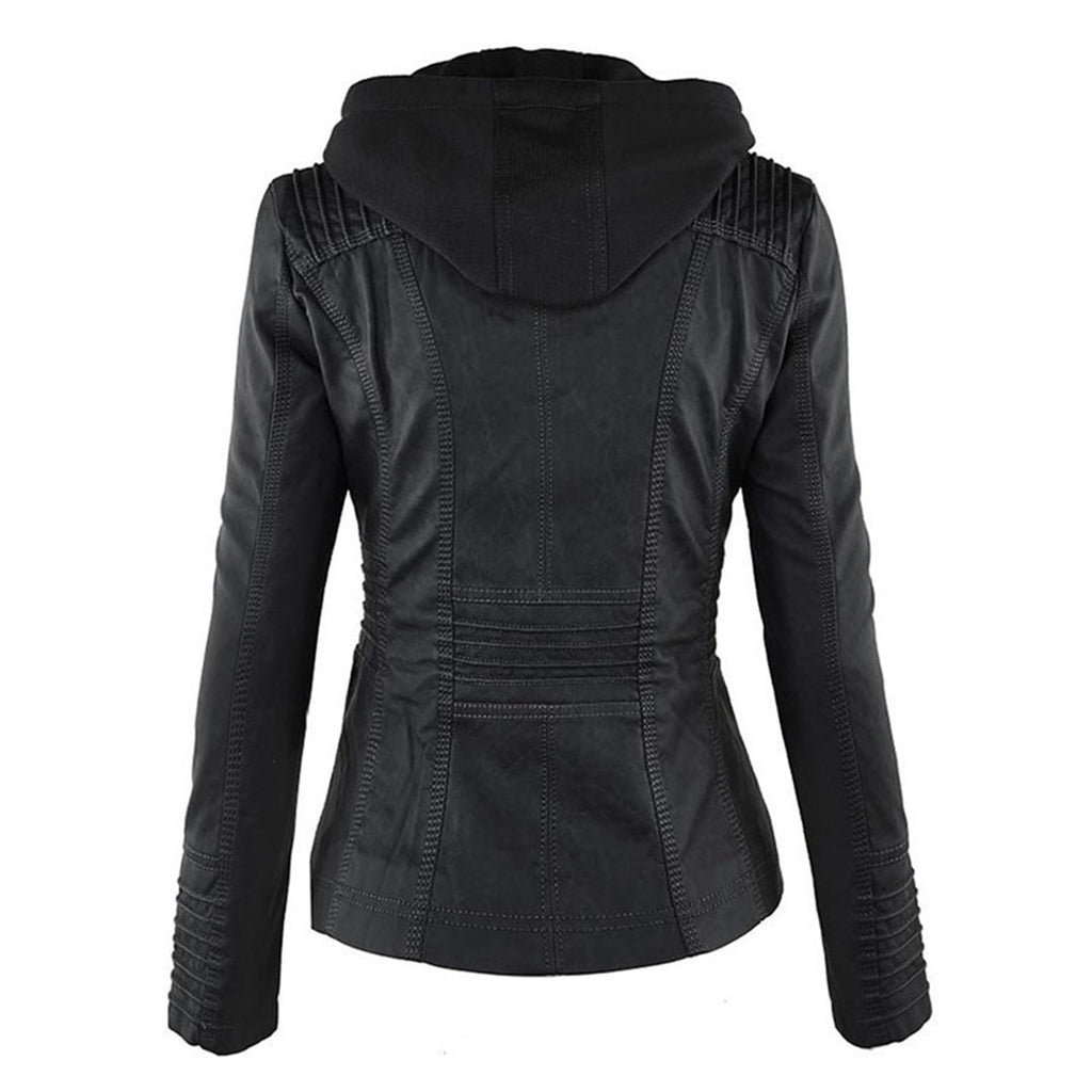 Valentina | Giacca moderna in pelle con cappuccio