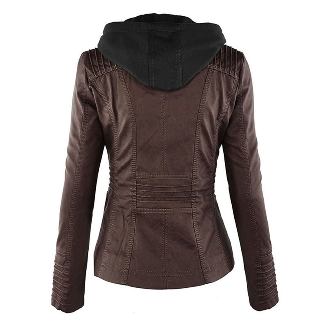 Valentina | Giacca moderna in pelle con cappuccio