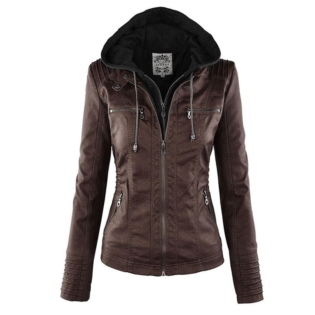 Valentina | Giacca moderna in pelle con cappuccio