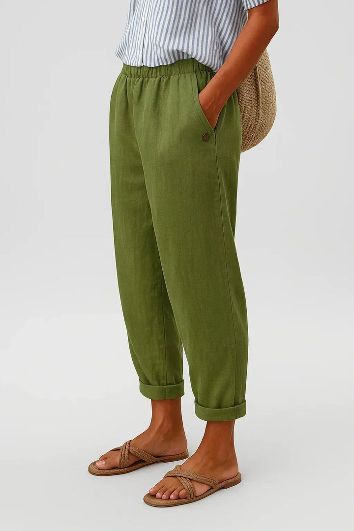 Edith | pantaloni leggeri in lino e cotone eleganti