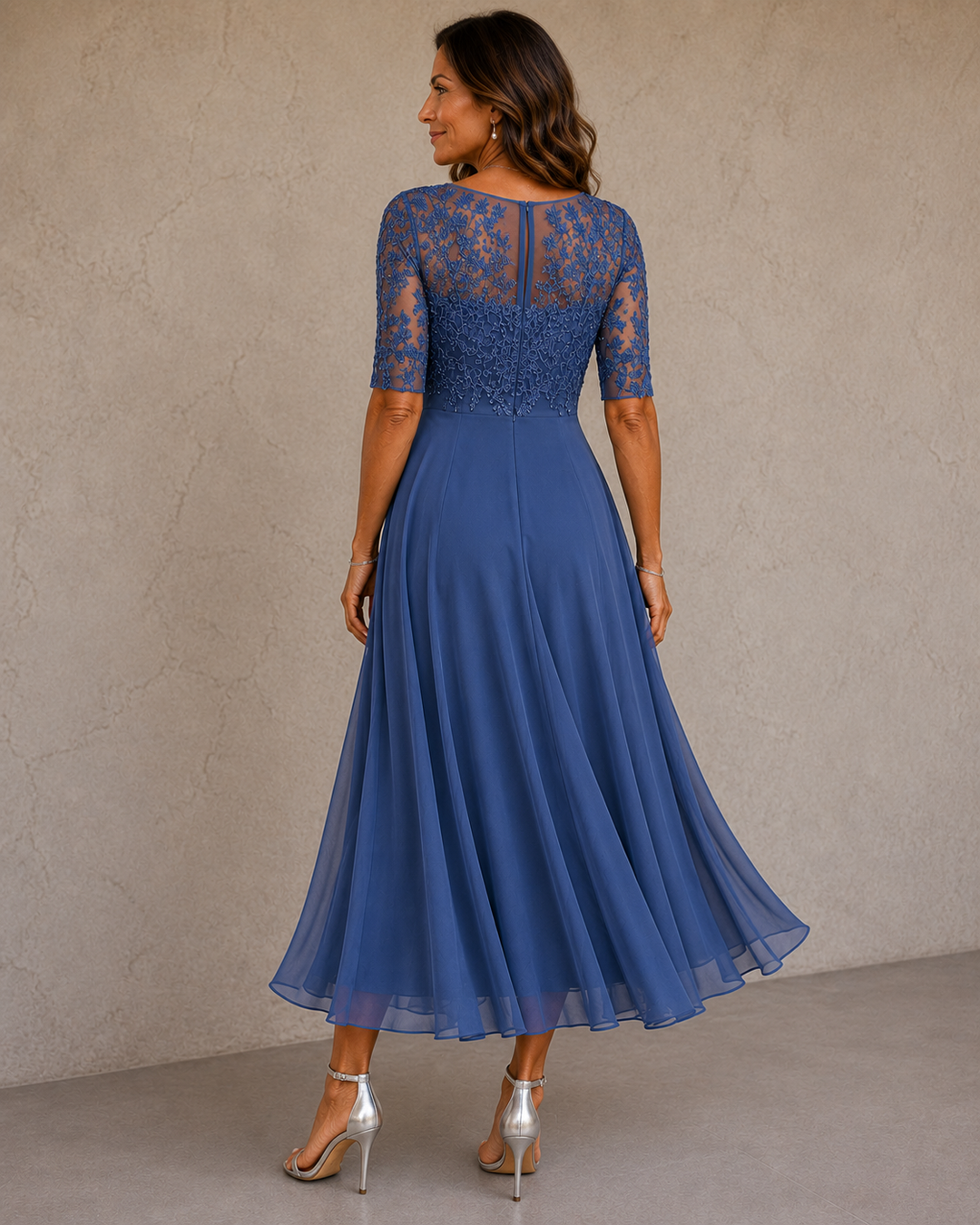 Maria | Abito Elegante in Pizzo e Chiffon