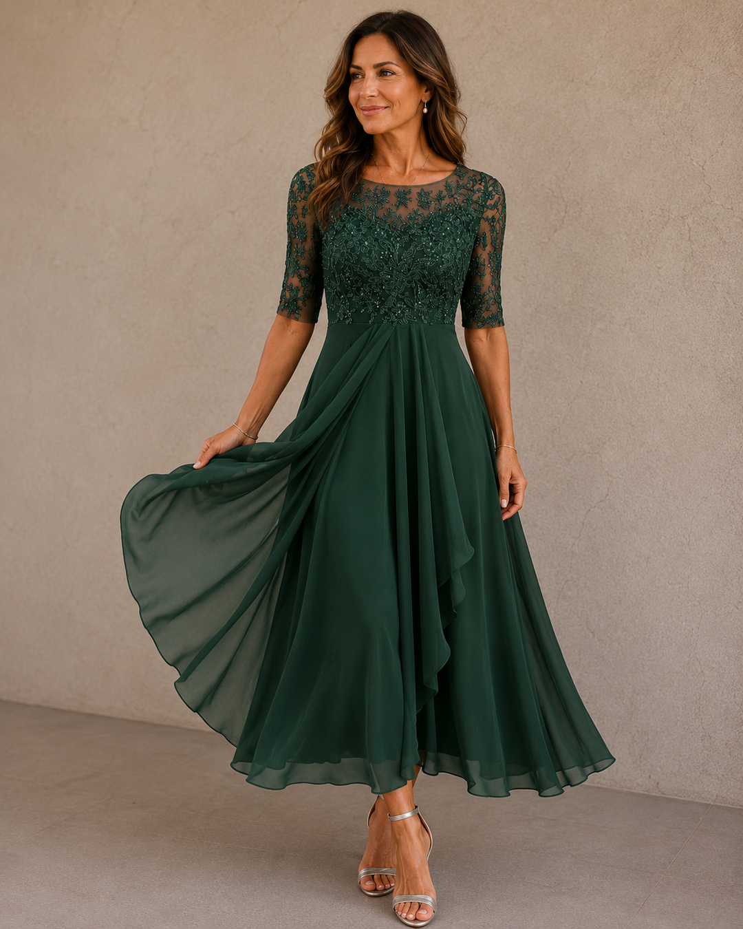 Maria | Abito Elegante in Pizzo e Chiffon
