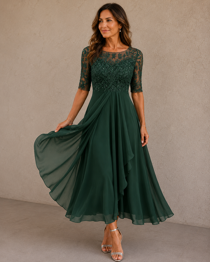 Maria | Abito Elegante in Pizzo e Chiffon