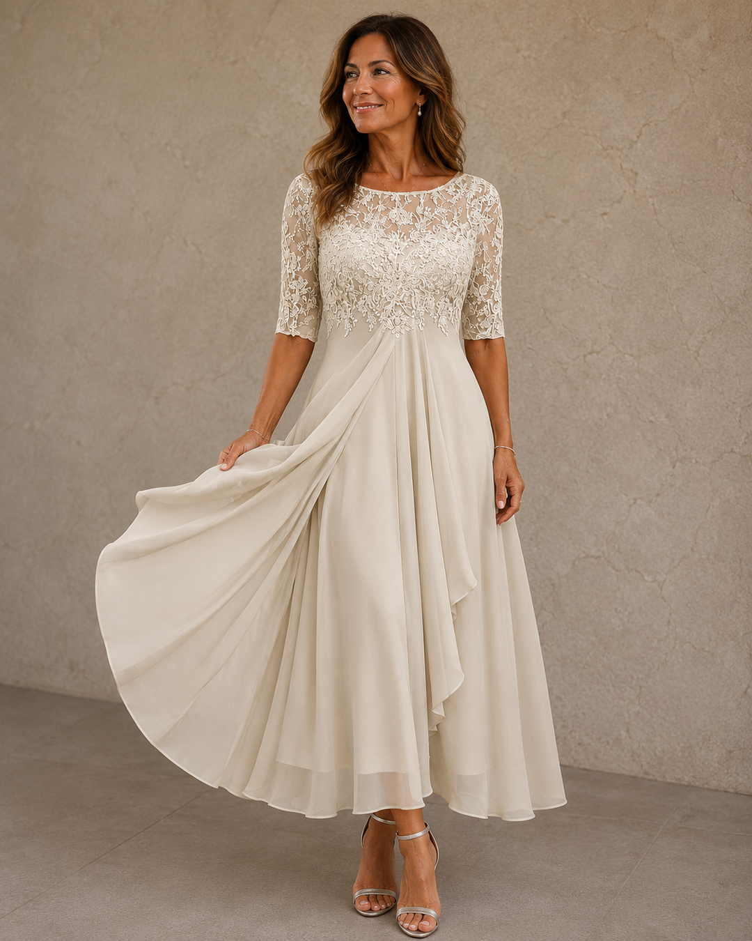 Maria | Abito Elegante in Pizzo e Chiffon