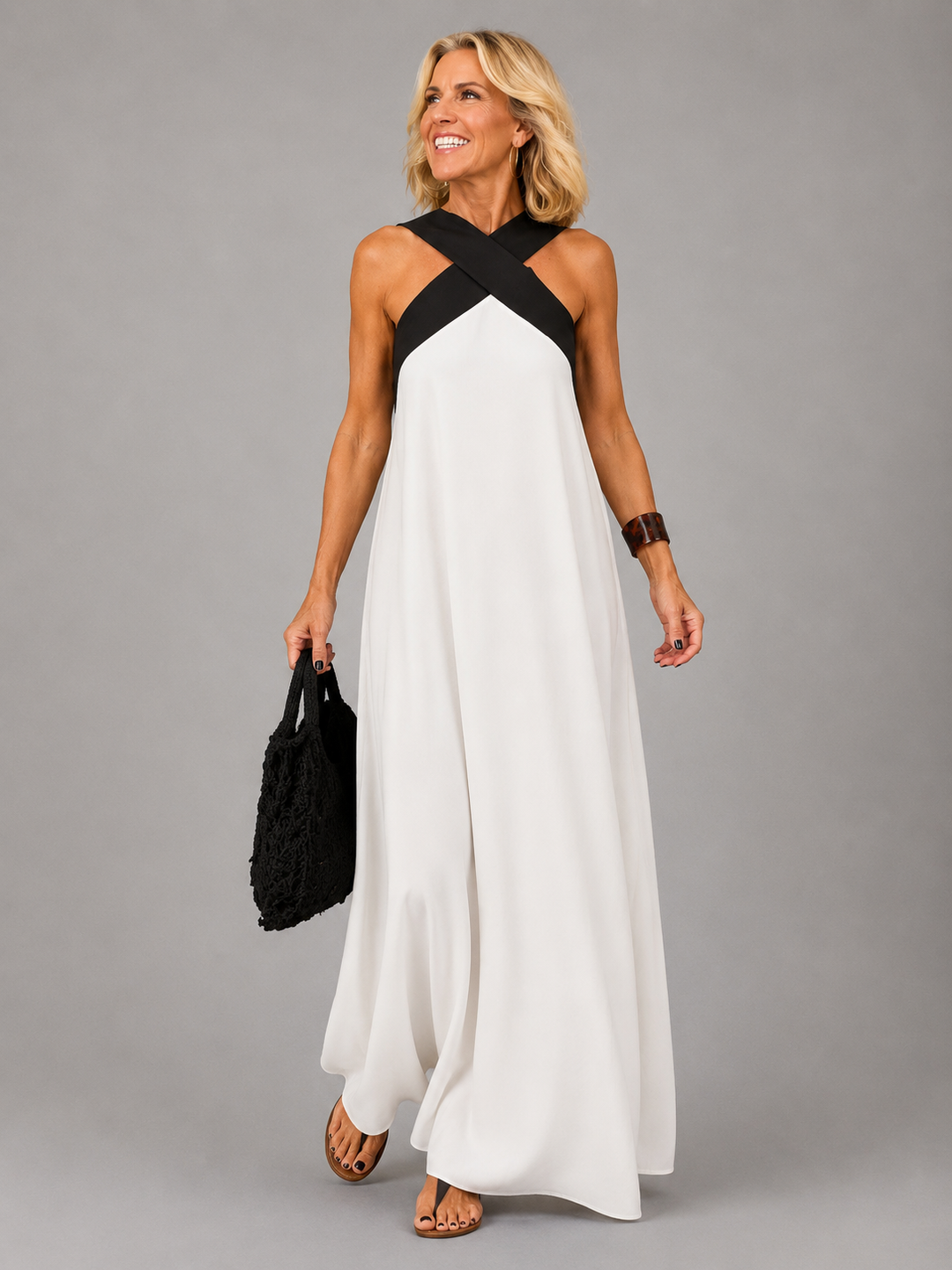 Velora | Cross Elegance Maxi Dress