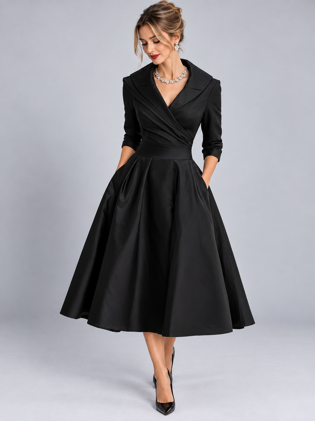 Lina – Abito Midi Elegante in Raso