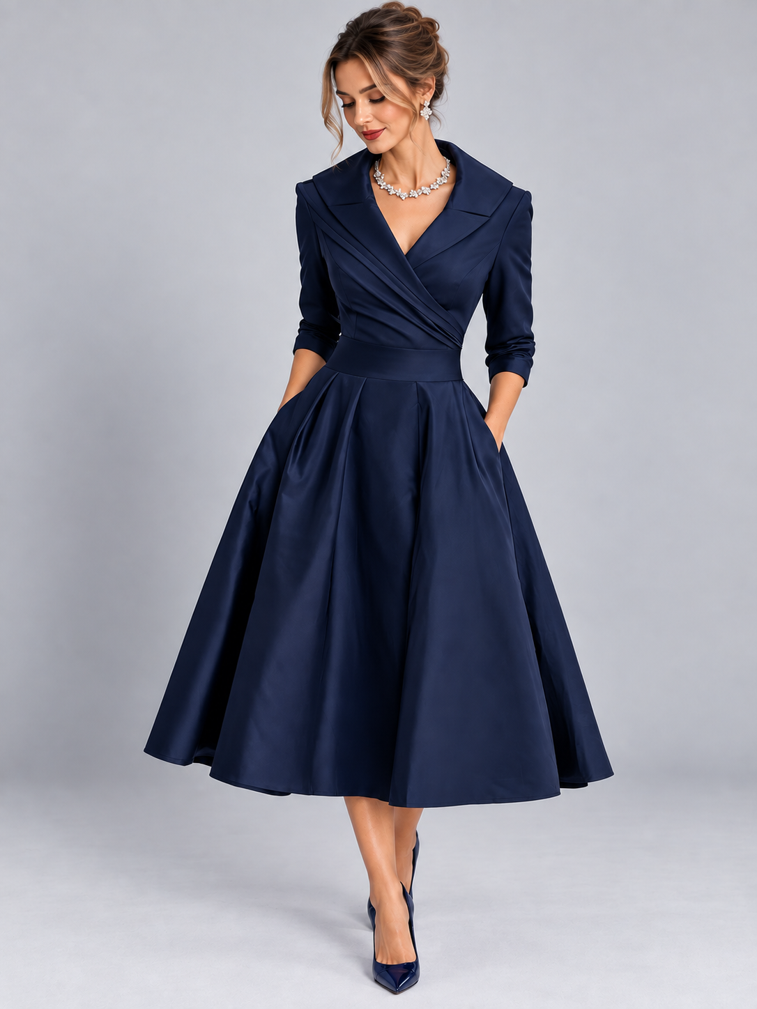 Lina – Abito Midi Elegante in Raso
