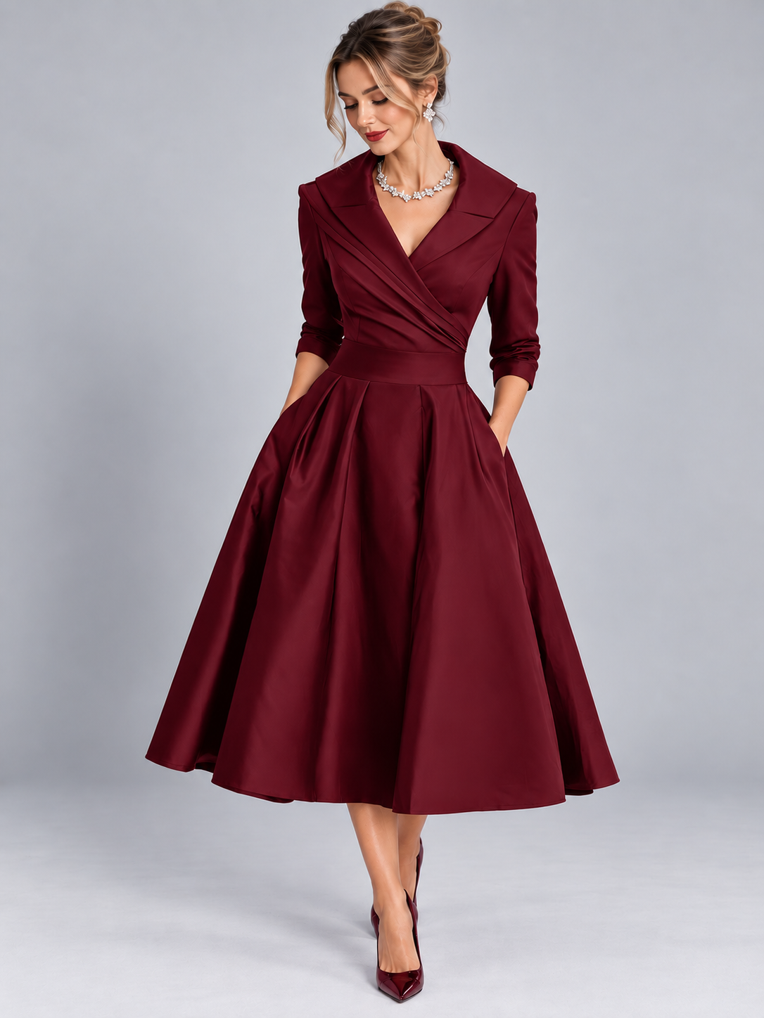 Lina – Abito Midi Elegante in Raso