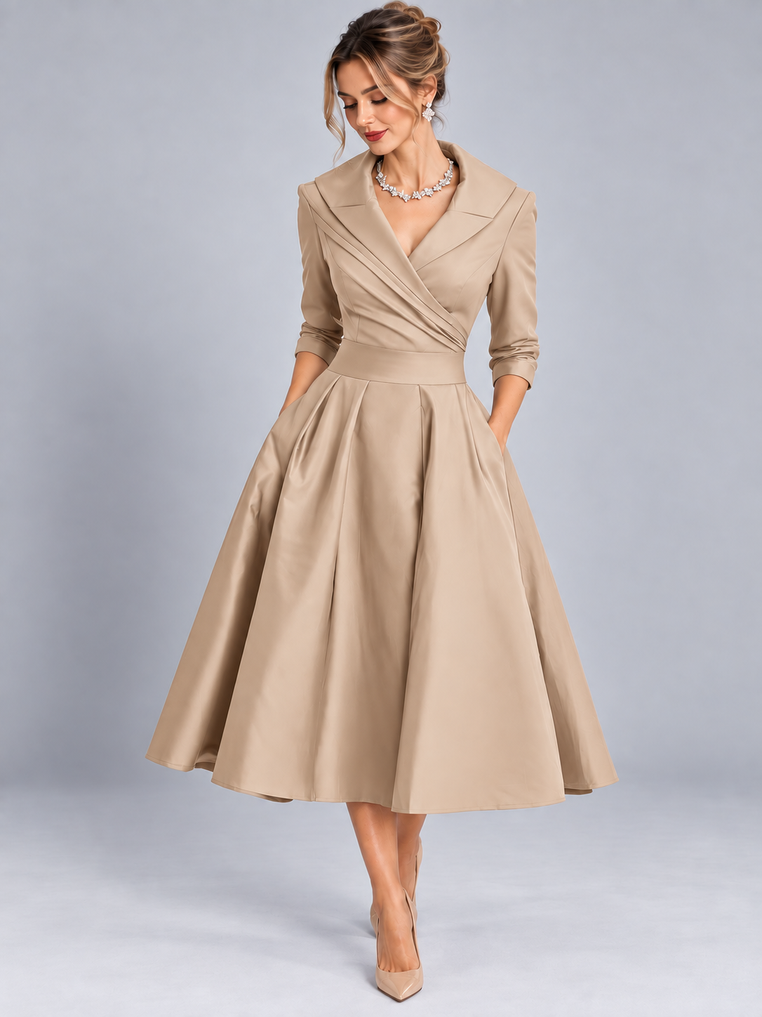 Lina – Abito Midi Elegante in Raso
