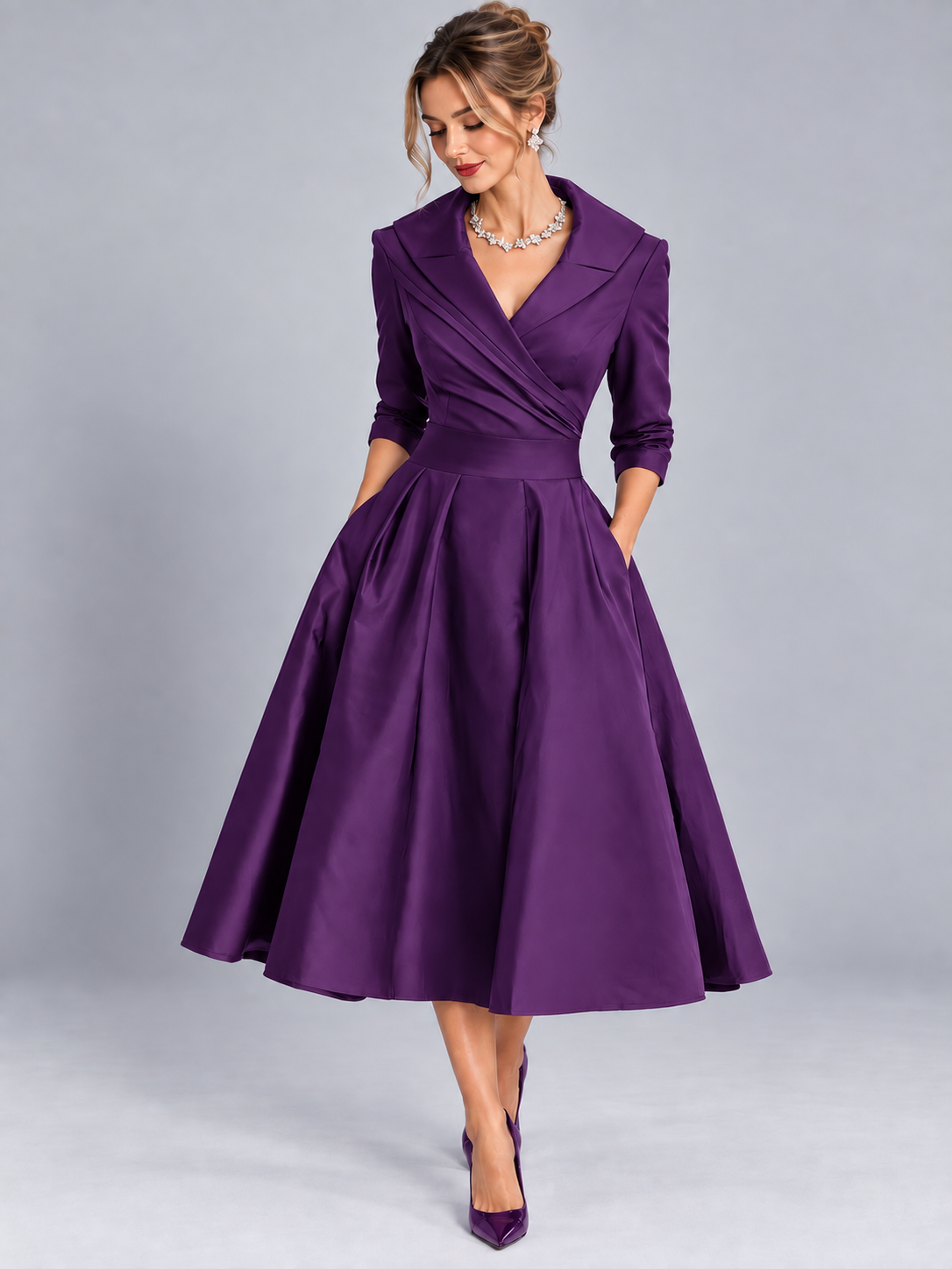 Lina – Abito Midi Elegante in Raso