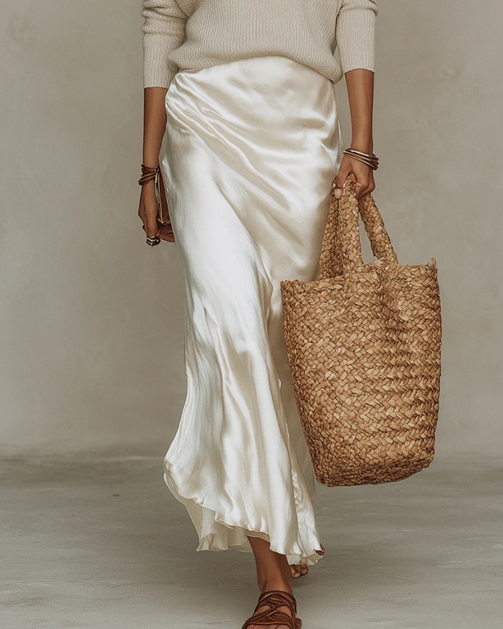 Elena | Abito Midi Satinato con Maglione Incluso