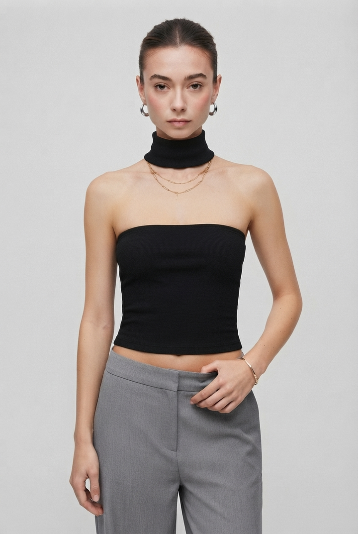 Women's Strapless Choker Tube Top