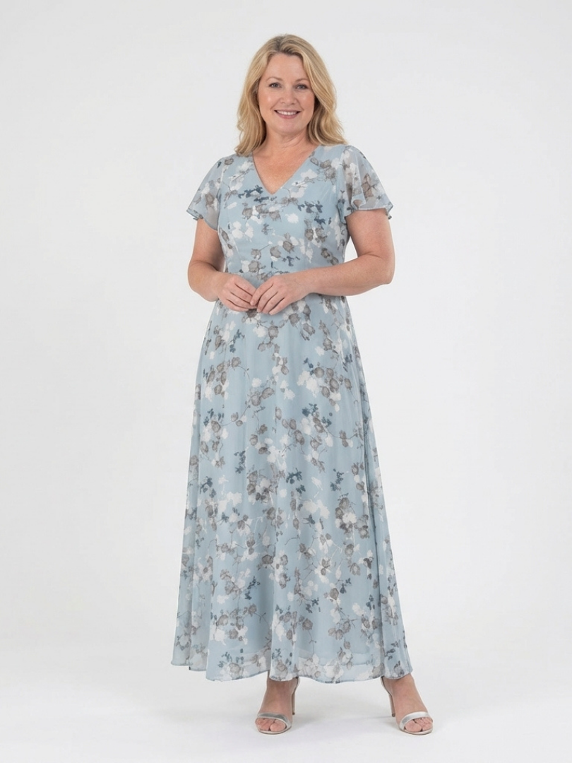 Ismeria | Vestito lungo in chiffon floreale