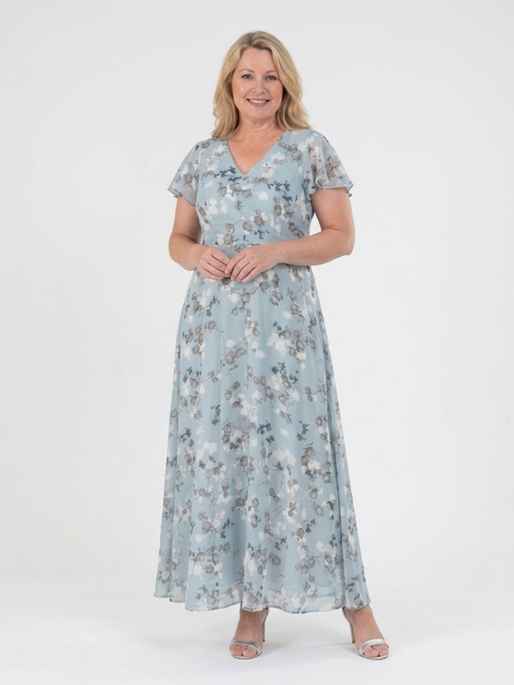 Ismeria | Vestito lungo in chiffon floreale