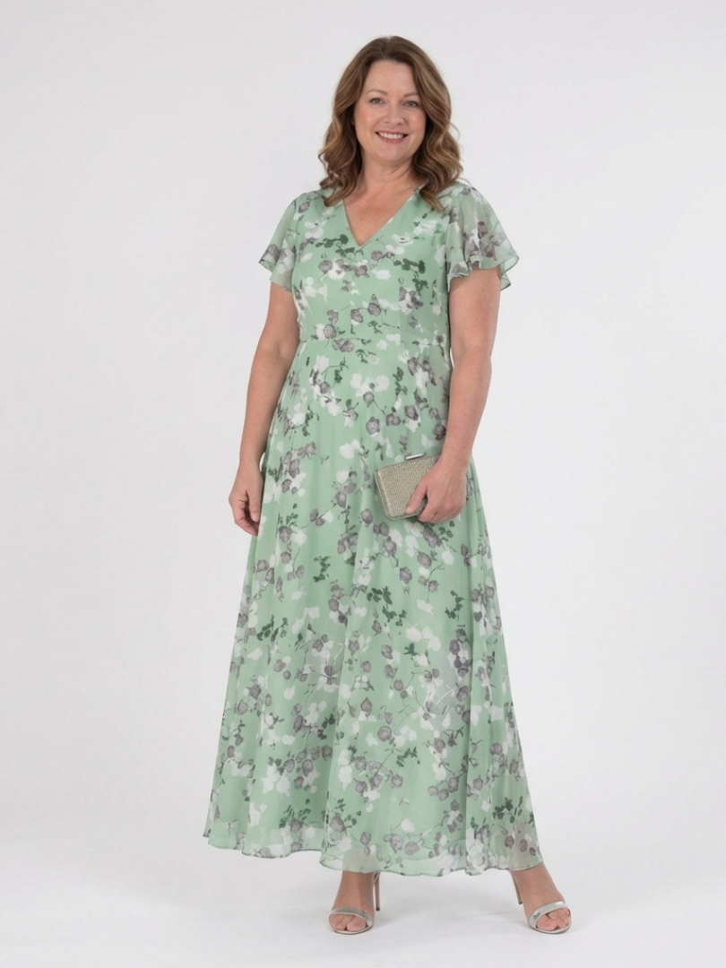 Ismeria | Vestito lungo in chiffon floreale