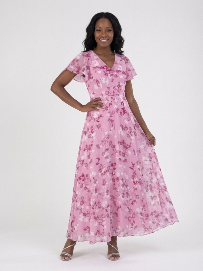 Ismeria | Vestito lungo in chiffon floreale