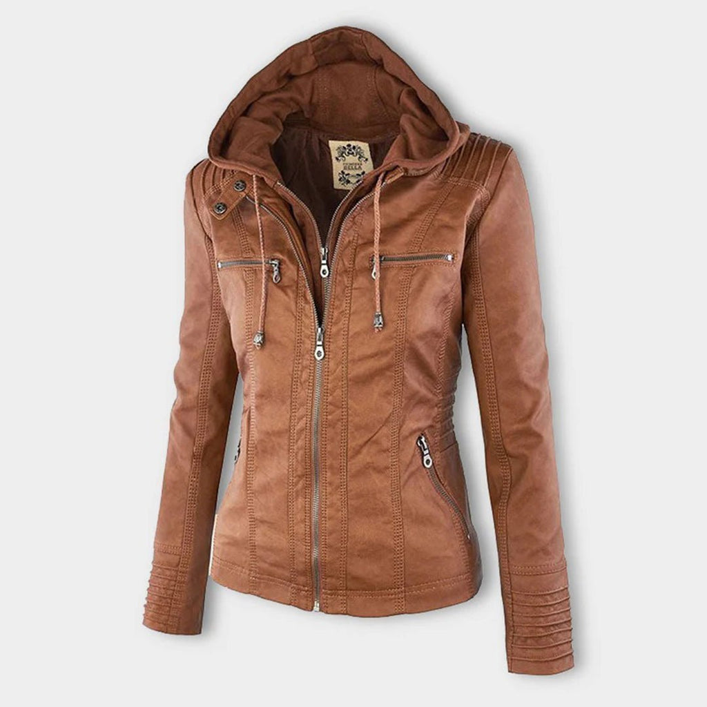 Valentina | Giacca moderna in pelle con cappuccio