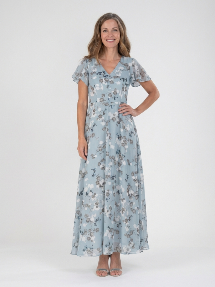 Ismeria | Vestito lungo in chiffon floreale