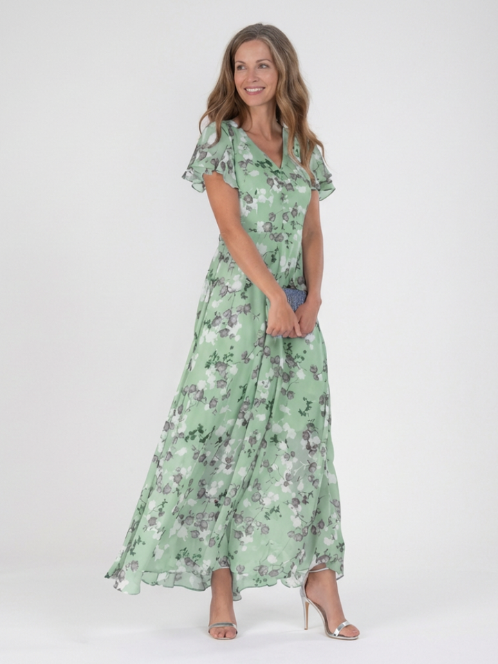 Ismeria | Vestito lungo in chiffon floreale