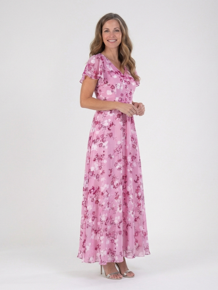 Ismeria | Vestito lungo in chiffon floreale