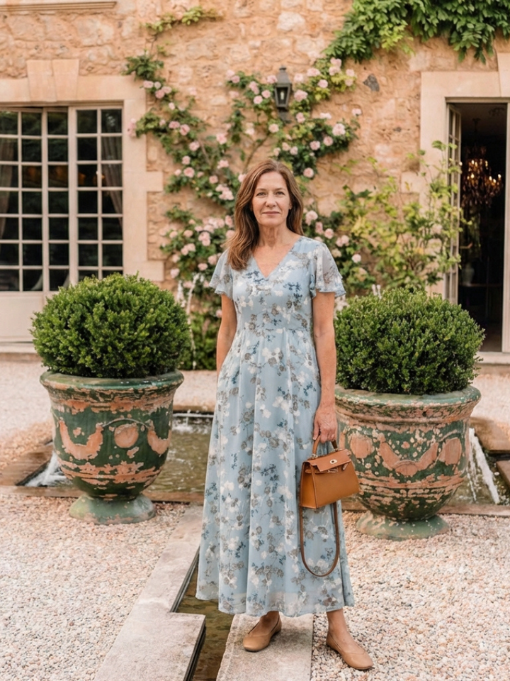 Ismeria | Vestito lungo in chiffon floreale