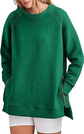 Felpa oversize a costine con zip laterali