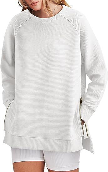 Felpa oversize a costine con zip laterali