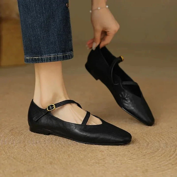 Camille | ballerine in pelle con cinturino alla caviglia