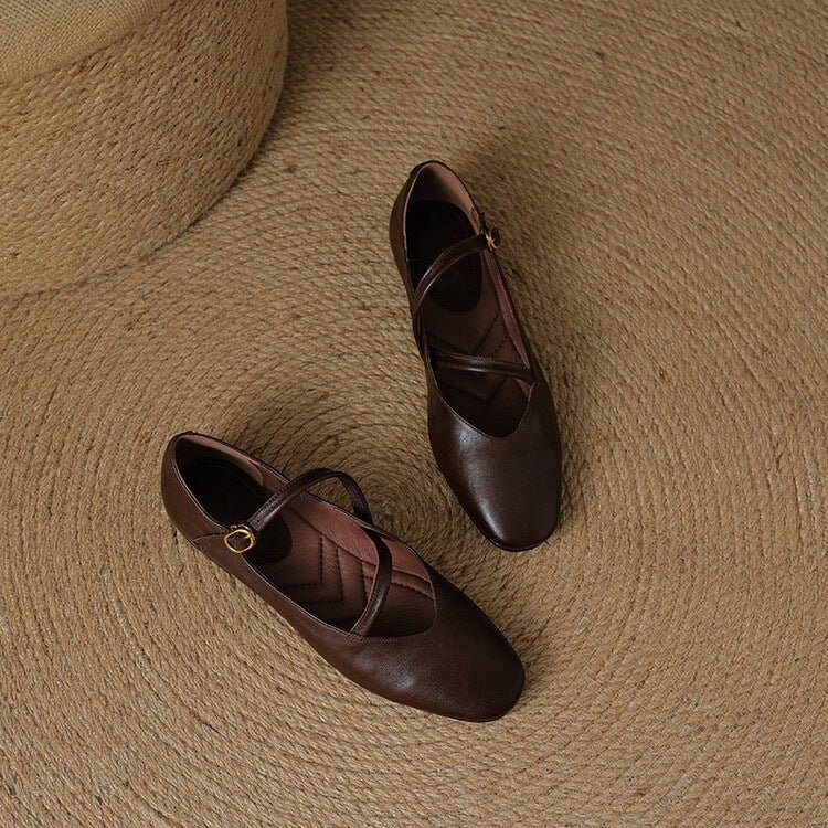 Camille | ballerine in pelle con cinturino alla caviglia