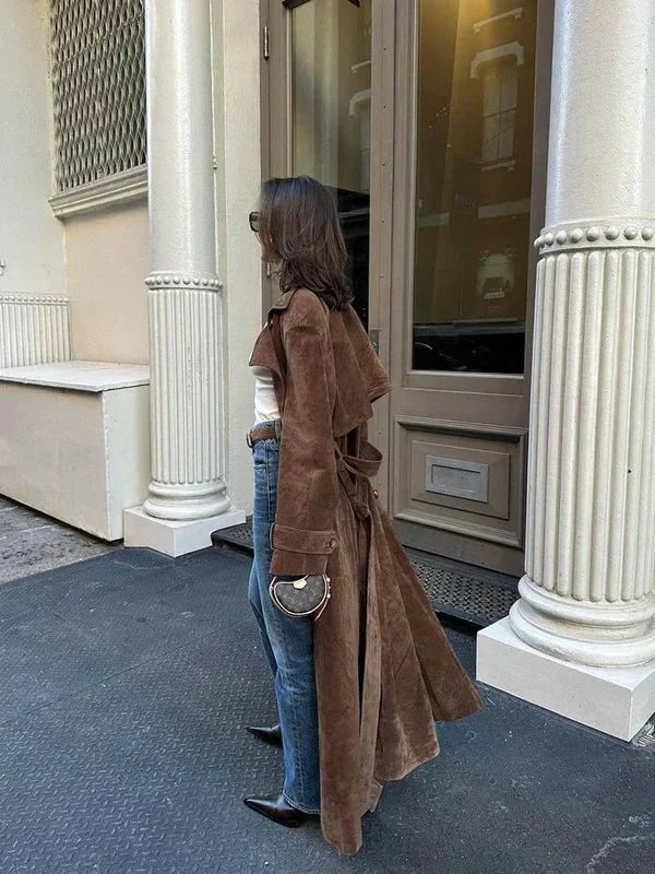 Cordula | Trench in Pelle Scamosciata