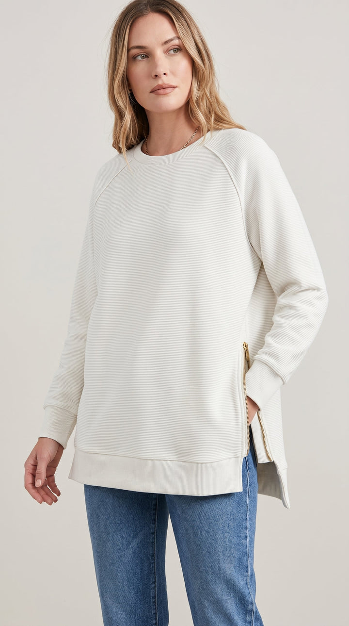 Felpa oversize a costine con zip laterali
