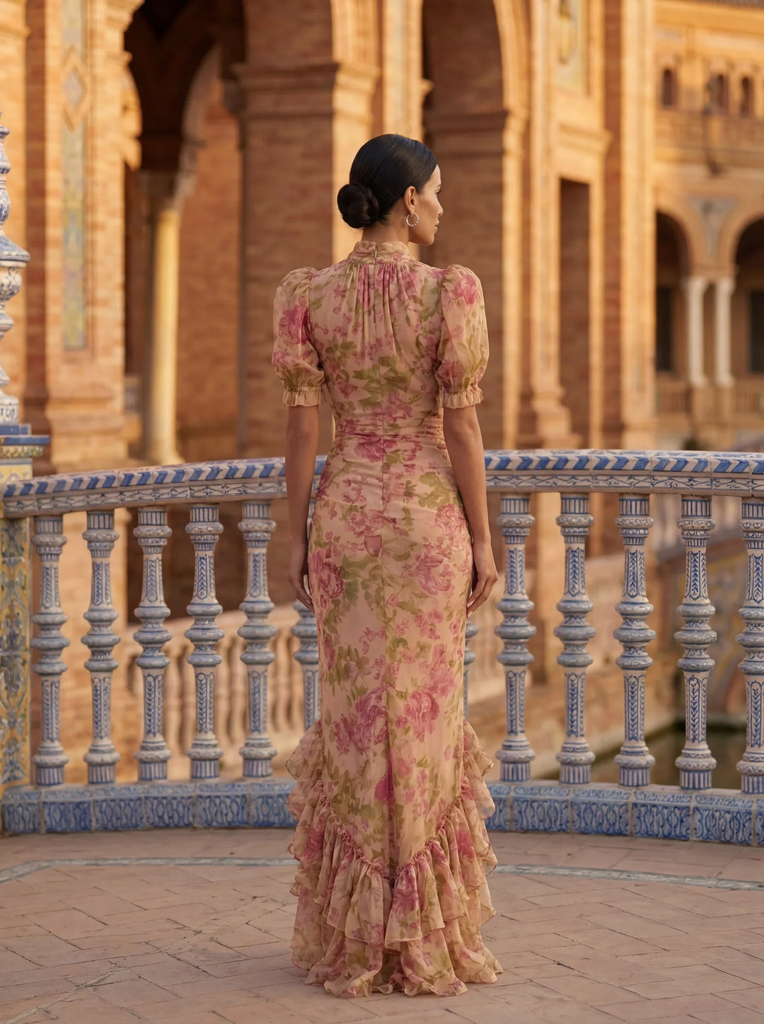 Rosario | Abito Lungo Floreale in Chiffon