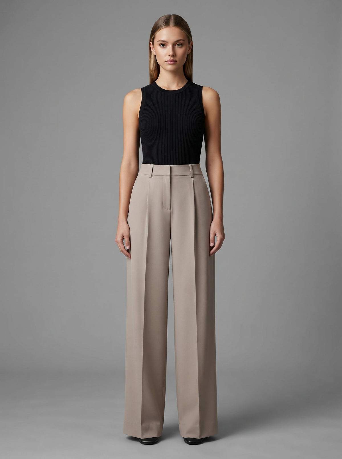 Pantaloni a vita alta da donna a gamba larga