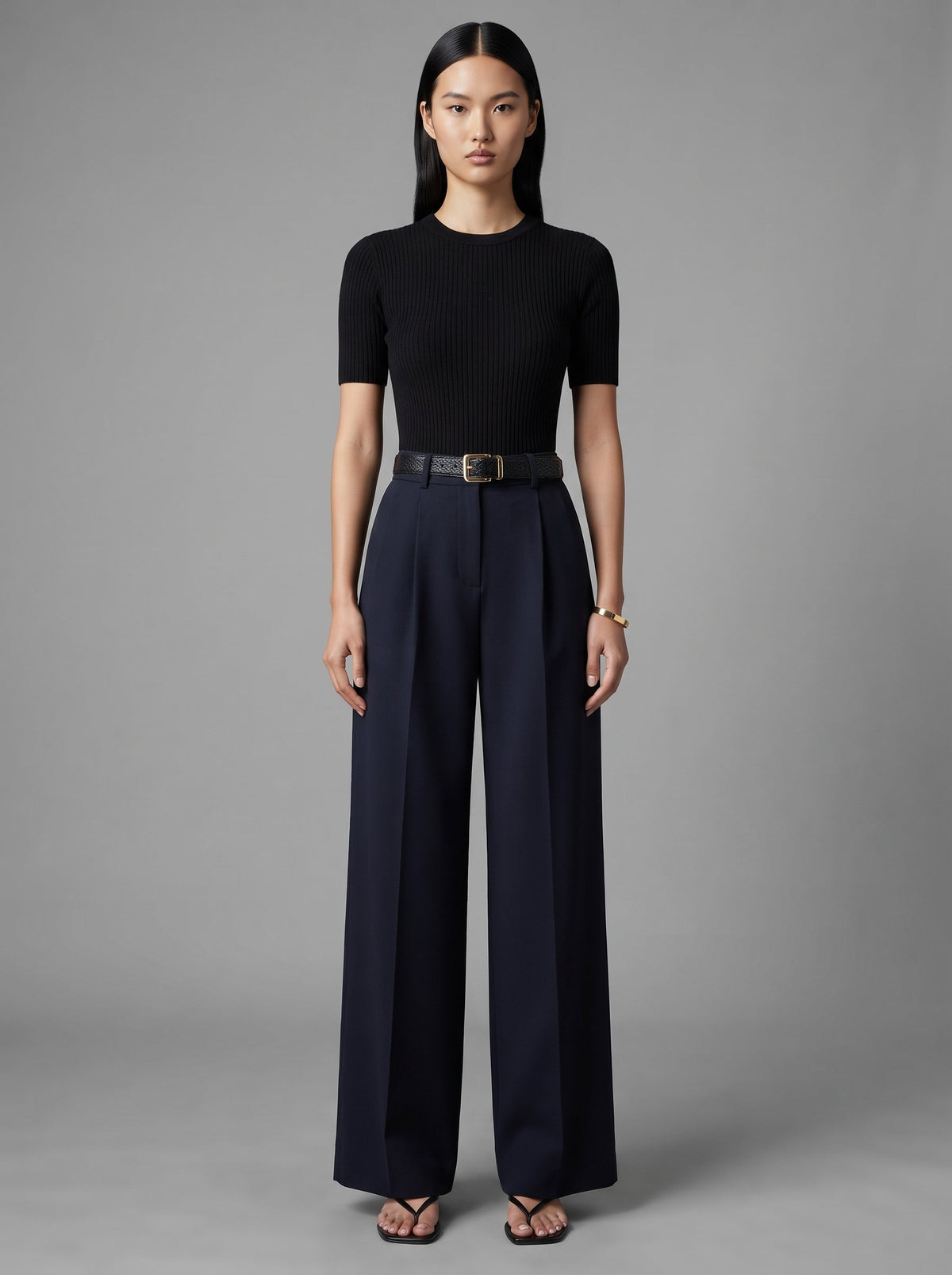 Pantaloni a vita alta da donna a gamba larga