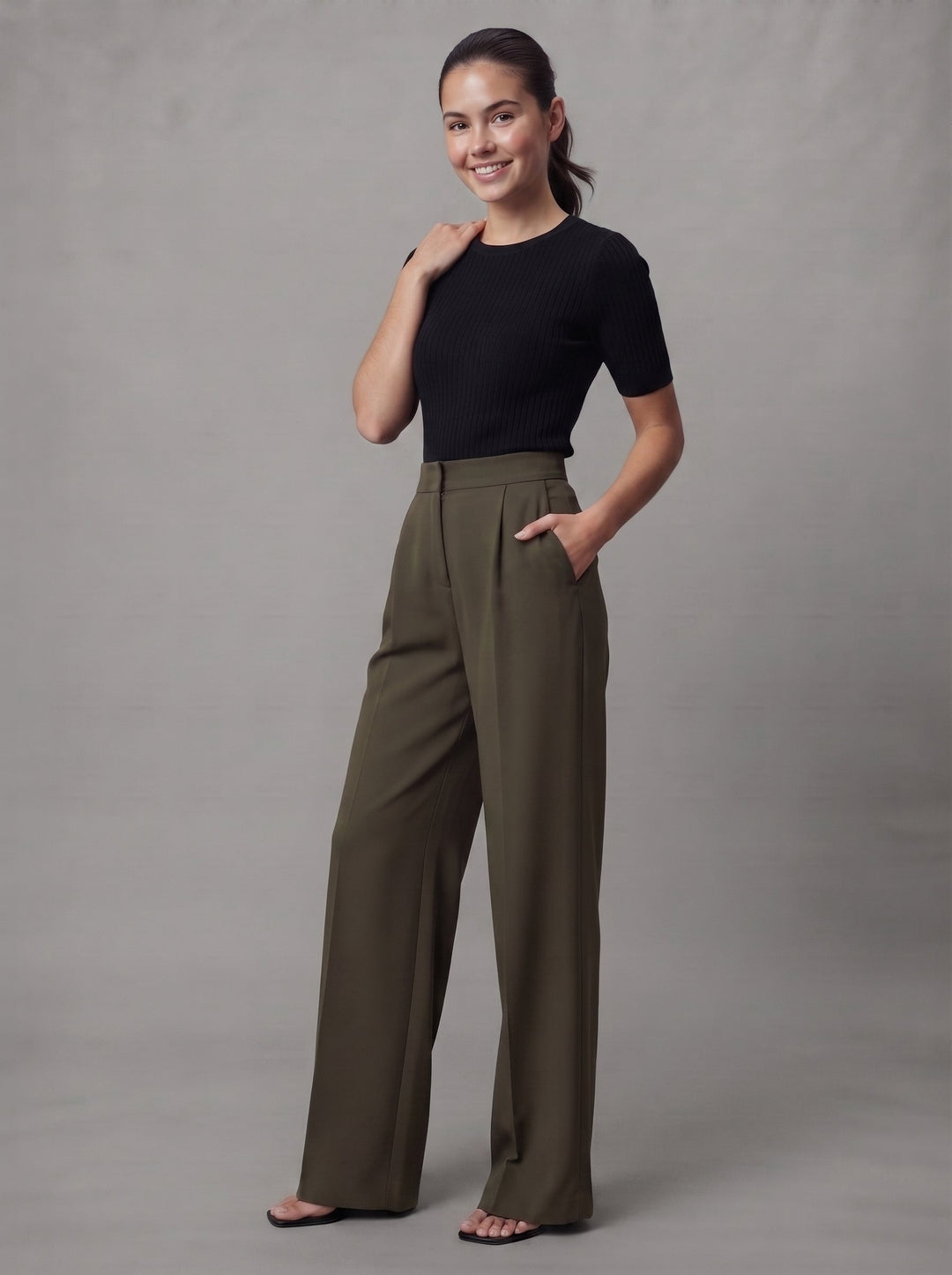 Women's High-Waisted Wide Leg Trousers